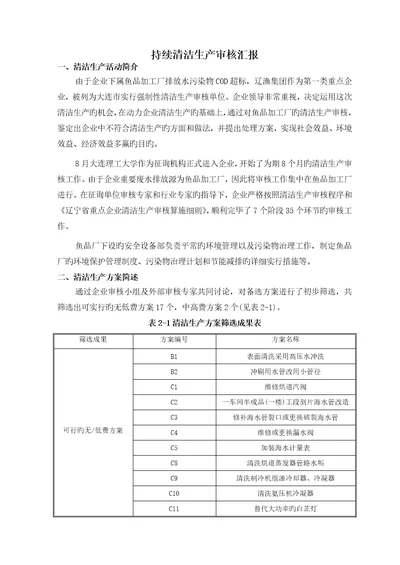 建筑持续清洁生产审核报告