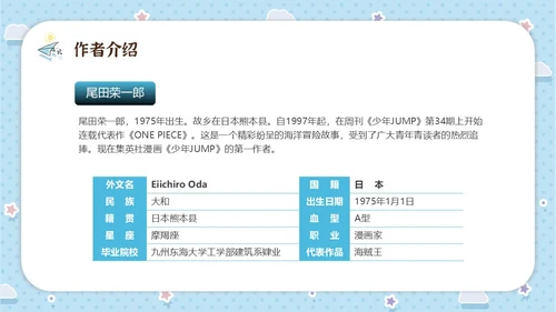蓝色水彩卡通海贼王动漫介绍PPT中国航海日
