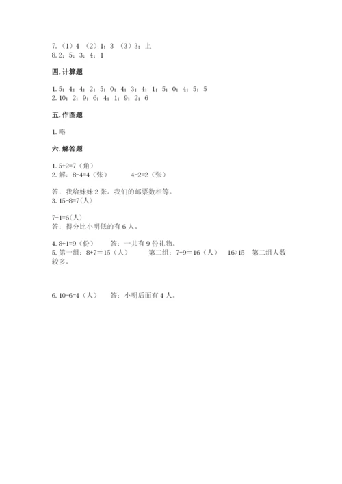 小学数学一年级上册期末测试卷附答案（满分必刷）.docx