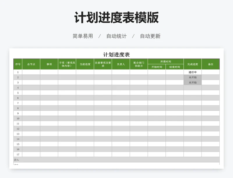 计划进度表模版