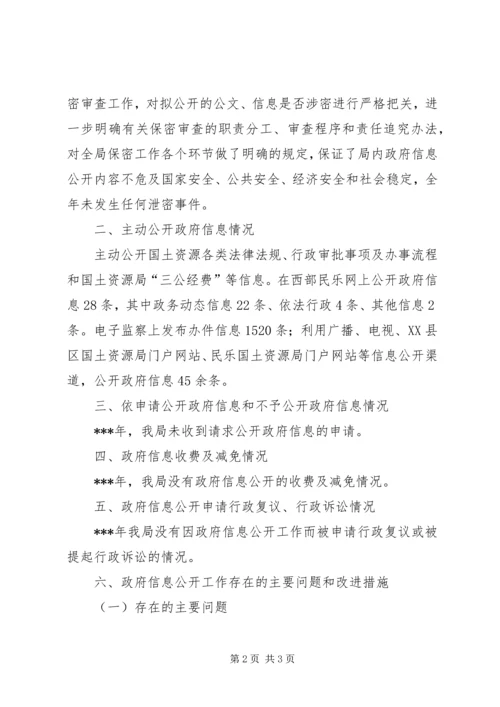 国土资源局政府信息工作报告.docx