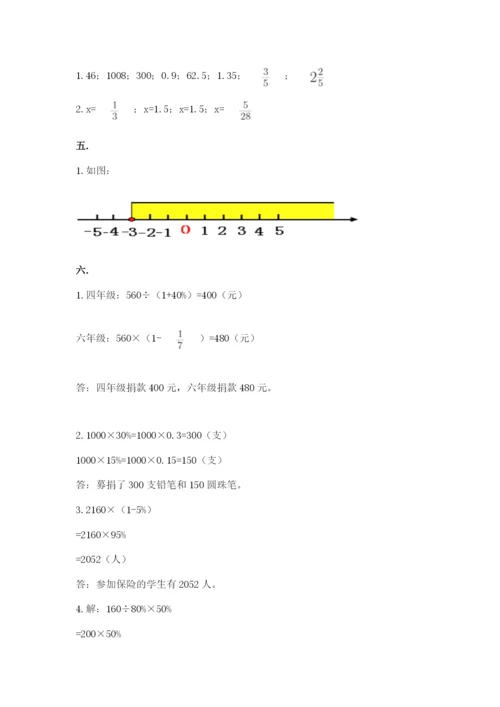 西师大版六年级数学下学期期末测试题附参考答案（突破训练）.docx