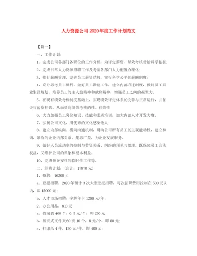 精编之人力资源公司年度工作计划范文.docx