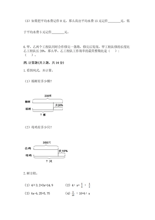 哈尔滨市延寿县六年级下册数学期末测试卷1套