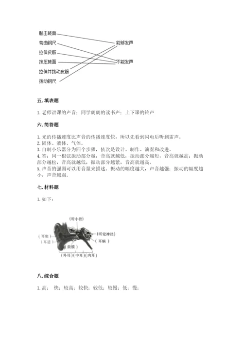 教科版科学四年级上册第一单元声音测试卷附答案（考试直接用）.docx