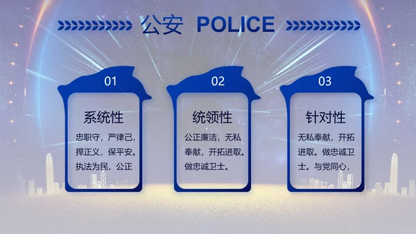 蓝色大气公安机关年终工作总结新年计划PPT