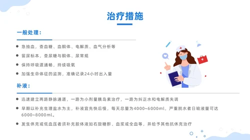 蓝色插画风酮症酸中毒护理查房培训