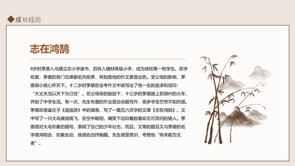 知名现代作家茅盾人物介绍PPT课件模板