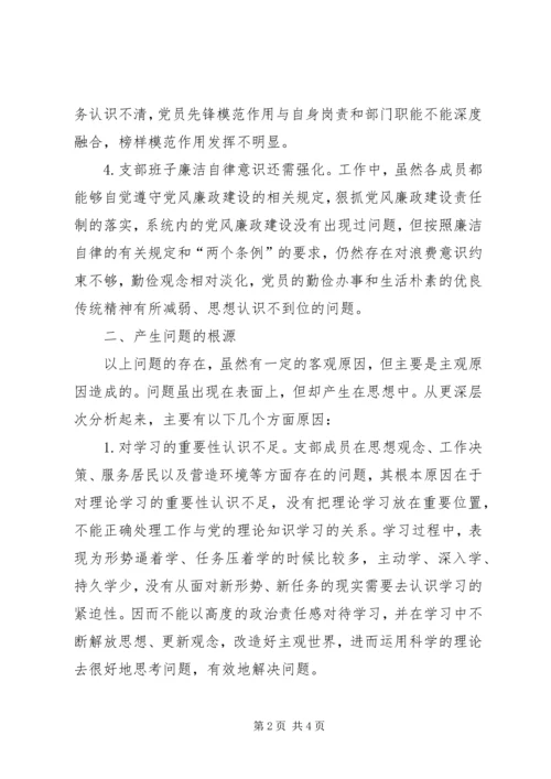 社区中心党支部班子专题组织生活会对照检查材料.docx