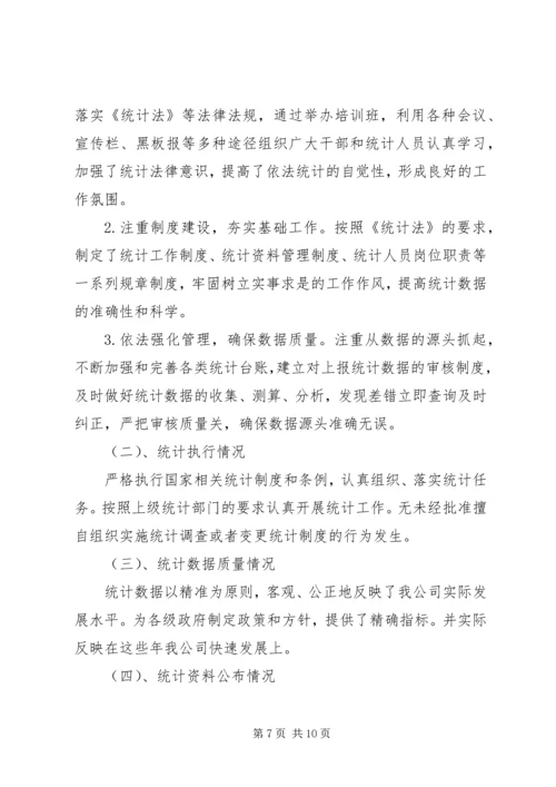 最新统计工作自查报告范文.docx