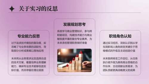 紫色简约风大学生实习总结与心得体会PPT模板
