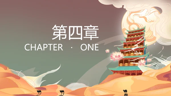 中国风沙漠敦煌文化PPT模板