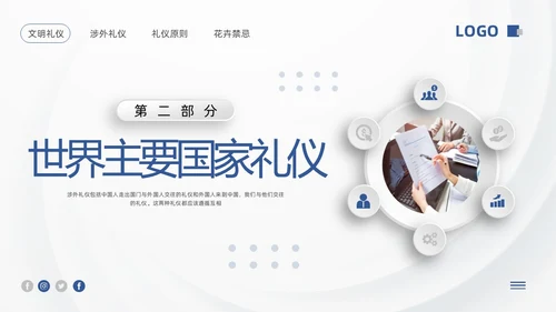 蓝色微粒体涉外礼仪PPT模板宣传PPT动态PPT文明礼仪