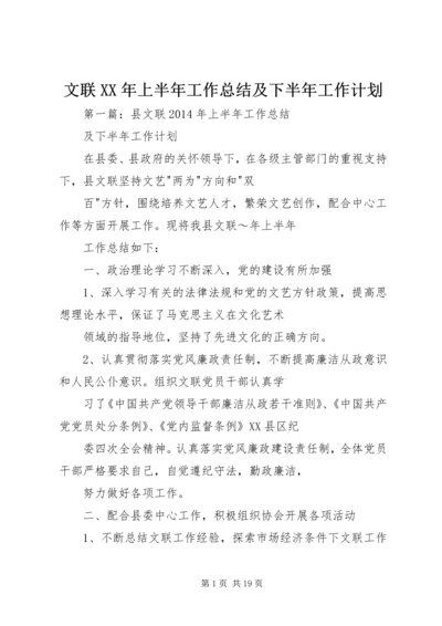 文联XX年上半年工作总结及下半年工作计划.docx