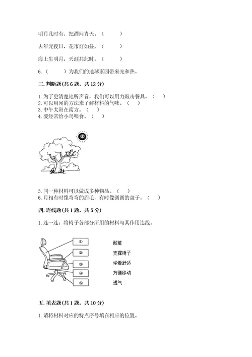 教科版科学二年级上册第二单元《材料》测试卷附答案研优卷