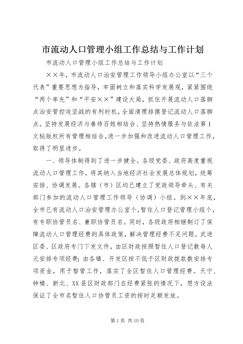 市流动人口管理小组工作总结与工作计划.docx