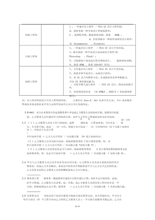 人力外包合同模版0527