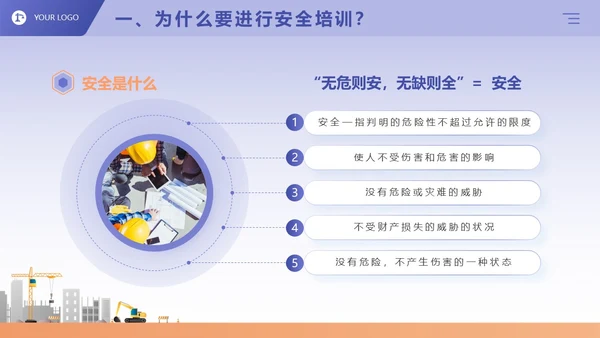 蓝紫色卡通商务风企业三级安全教育演讲培训课件PPT模板