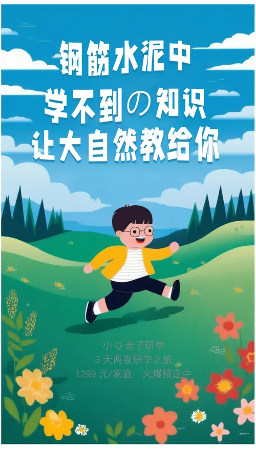 暑假亲子研学之旅火爆预定暑期活动海报