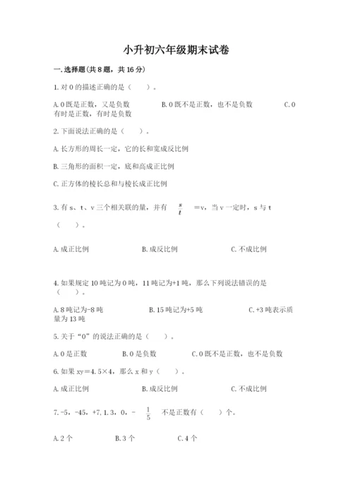 小升初六年级期末试卷精品【名师推荐】.docx