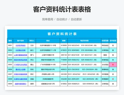 客户资料统计表表格