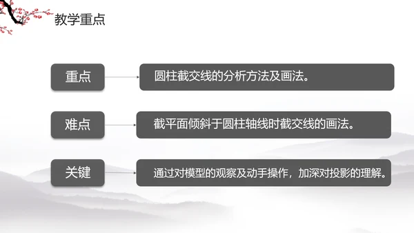 水墨梅花教学课件PPT模板