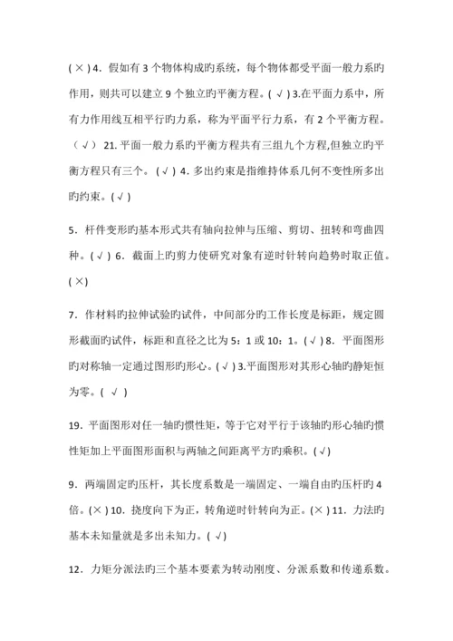 2023年建筑力学电大汇总.docx