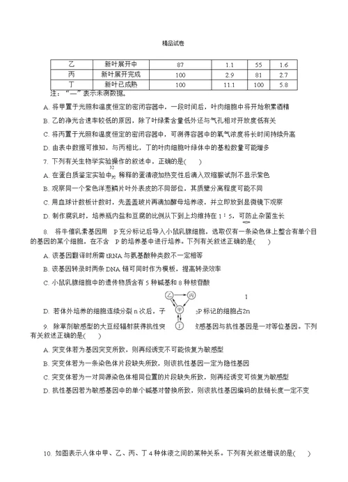 江苏省南京市2015届高三第三次模拟考试生物试题