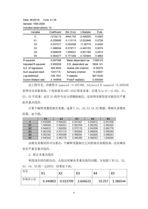 计量经济学论文(影响农业总产值的因素分析).docx