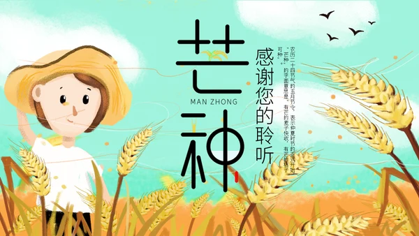 二十四节气芒种介绍通用PPT模板