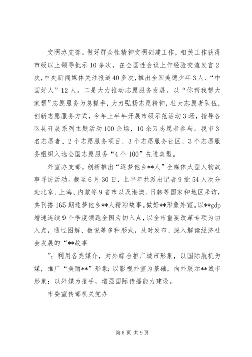 市委宣传部“两学一做”重点工作自查情况汇报 (2).docx