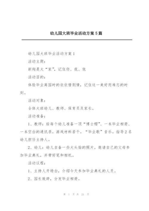 幼儿园大班毕业活动方案5篇.docx