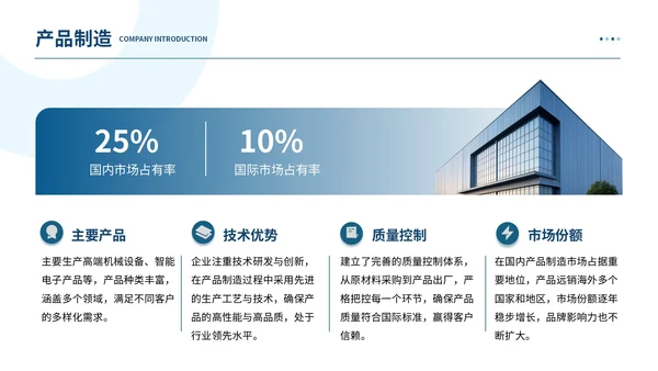蓝色商务风企业介绍PPT模板