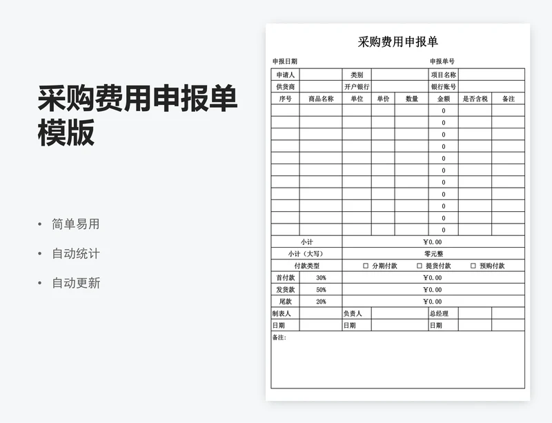 采购费用申报单模版