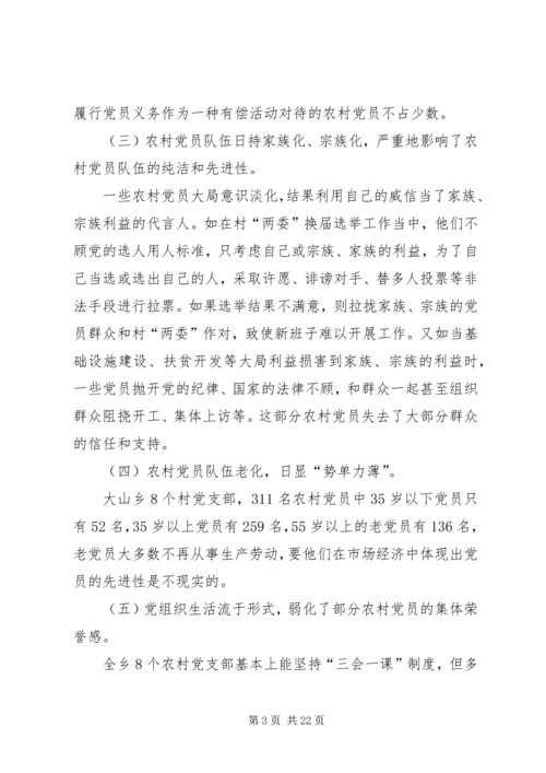 第一篇：农村党员队伍现状的调查与思考.docx