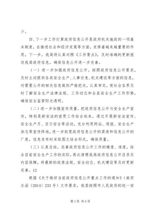 县安监局关于政府信息公开工作情况报告.docx