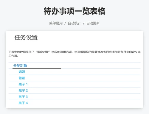 待办事项一览表格