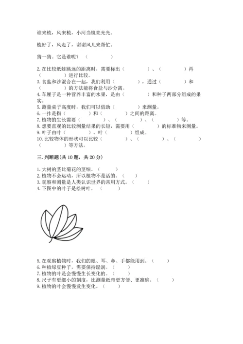 教科版一年级上册科学期末测试卷（基础题）.docx