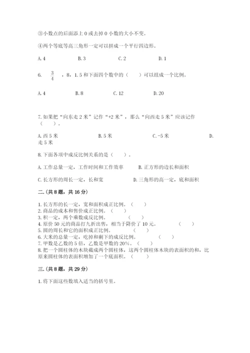 人教版六年级数学小升初试卷（精练）.docx