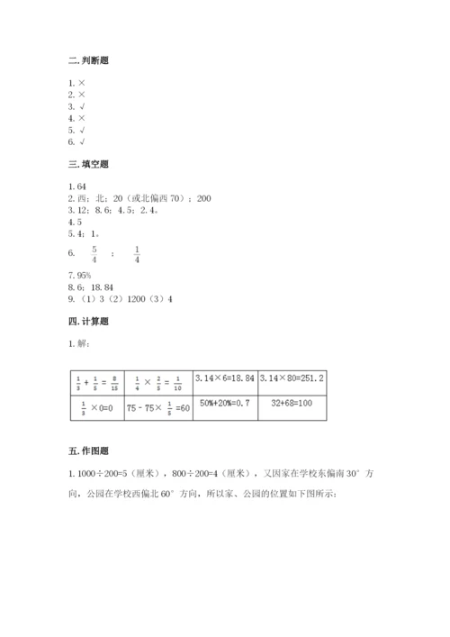 小学六年级上册数学期末测试卷带答案（考试直接用）.docx