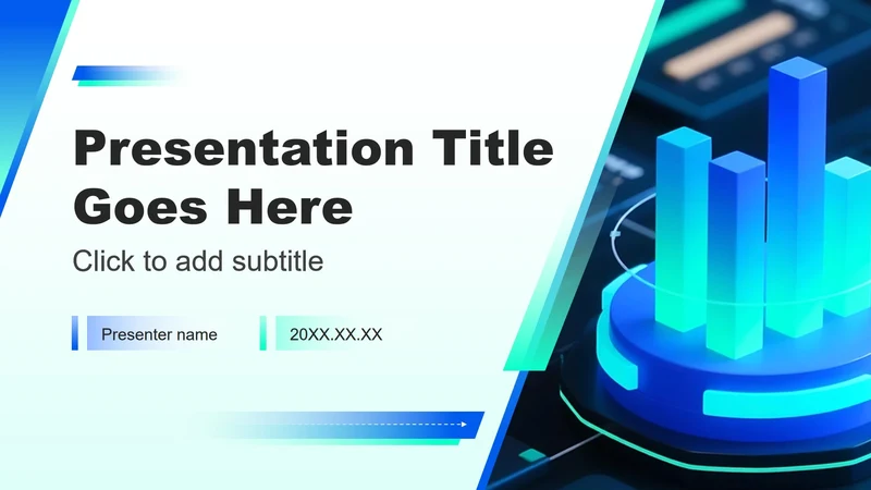 蓝绿色渐变科技风工作总结数据报告复盘PPT主题模板