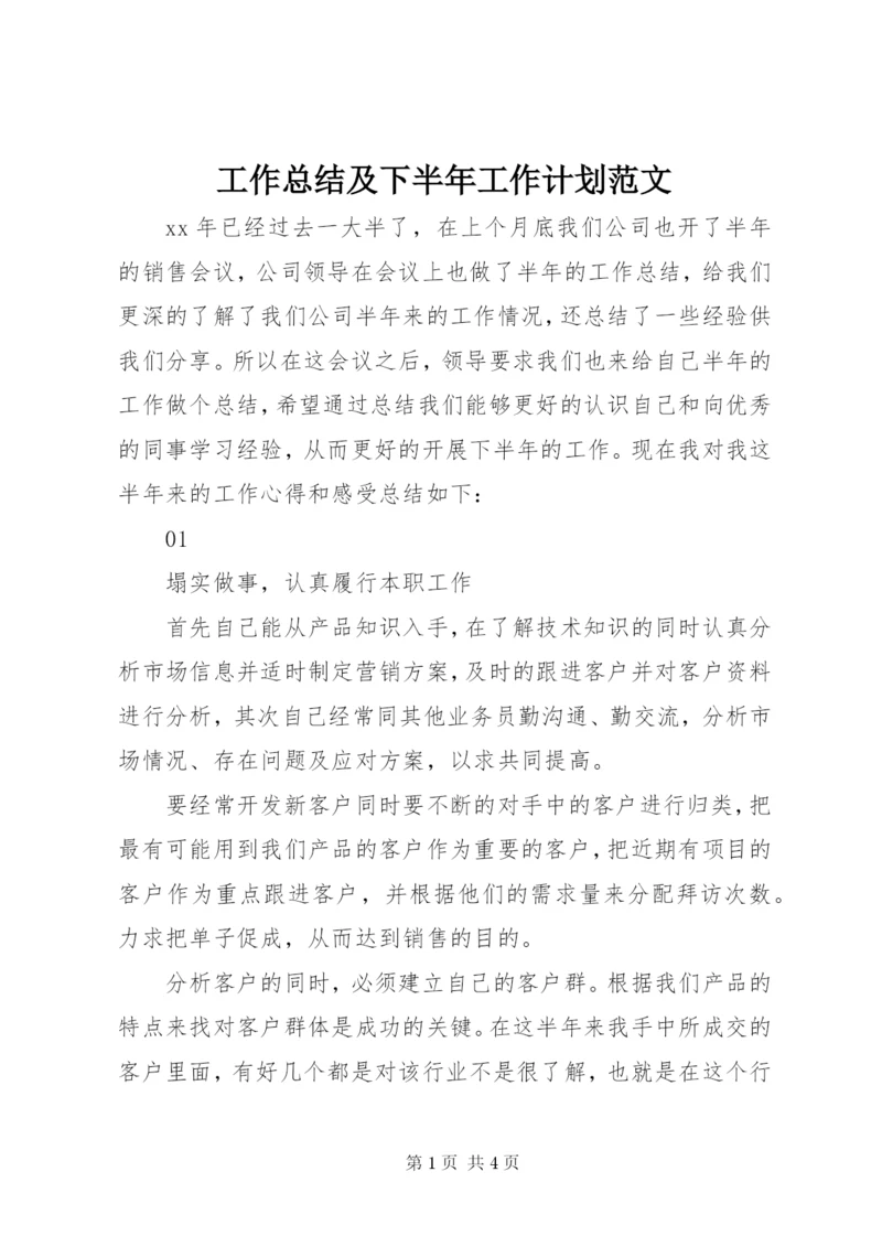 工作总结及下半年工作计划范文.docx