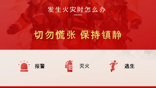 红色消防安全企业员工防火培训PPT