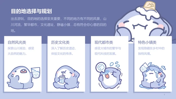 呆呆鲨蓝色卡通风旅游攻略ppt模版