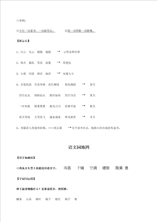 2021年部编二上园地知识点