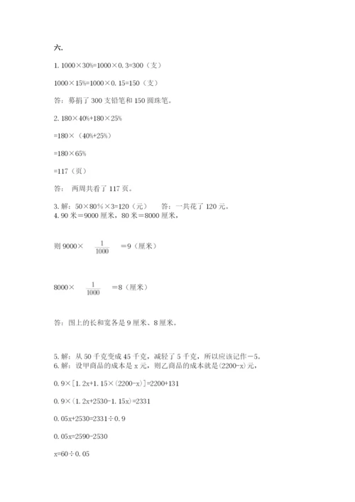 小学六年级数学摸底考试题附答案（综合题）.docx