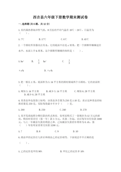 西吉县六年级下册数学期末测试卷（考试直接用）.docx