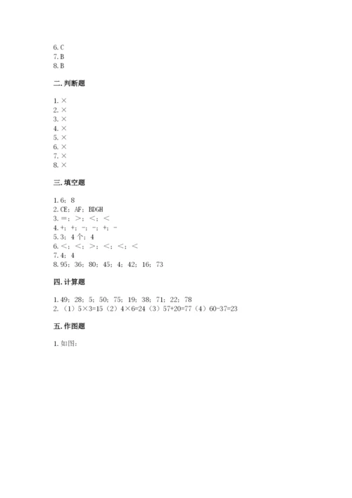 人教版二年级上册数学期中考试试卷带答案（完整版）.docx