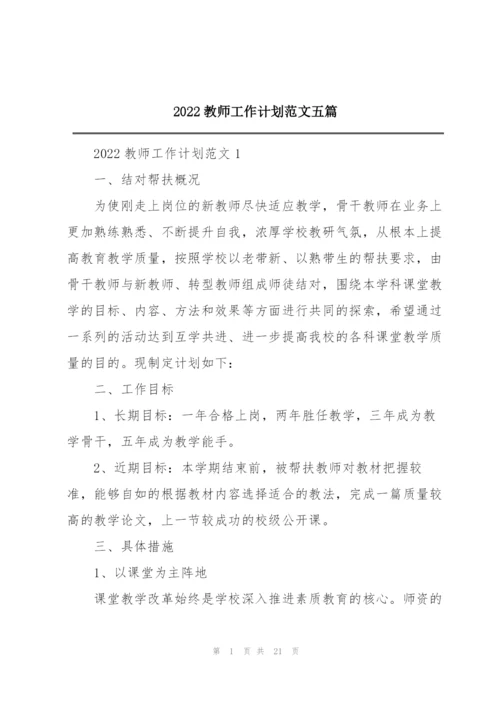 2022教师工作计划范文五篇.docx