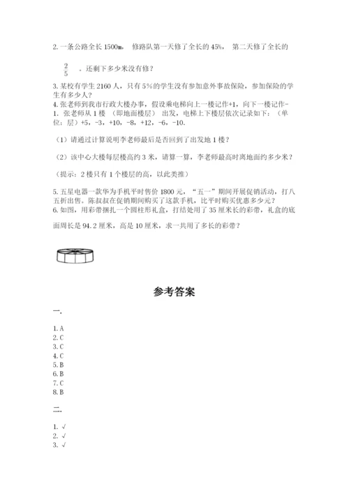 河南省平顶山市六年级下册数学期末考试试卷及参考答案1套.docx